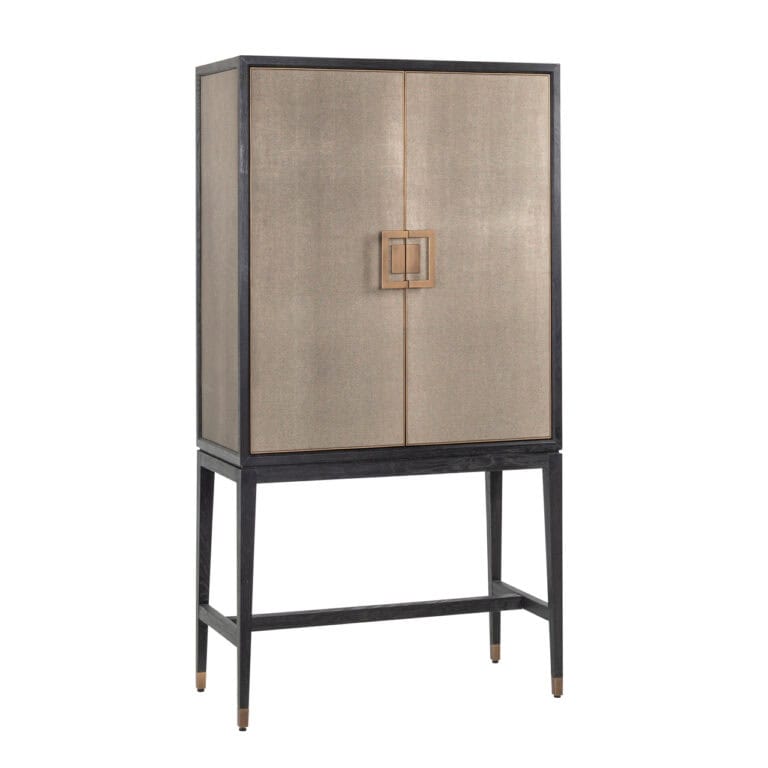 Elegant storage cabinet with brass and shagreen .