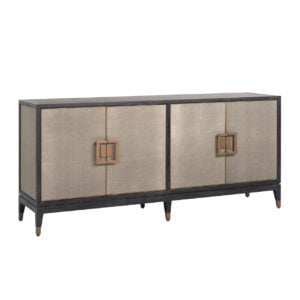 Elegantes „ Anrichte “ mit den Ausführungen „ brass “ und „ shagreen “ für eine luxuriöse Inneneinrichtung.