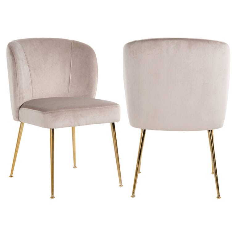 Luxuriöser Esszimmerstuhl mit „ khaki “-Samtbezug und goldenen Beinen.