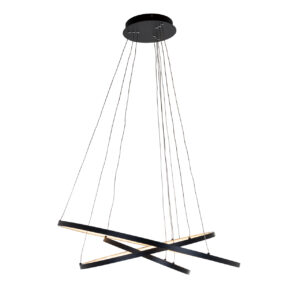 Moderne schwarze Hängeleuchte „ Amira “ mit klaren Linien und LED-Beleuchtung.
