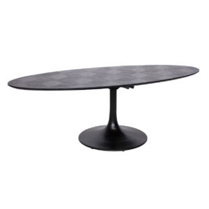 Black oval dining table Blax with a modern look.
