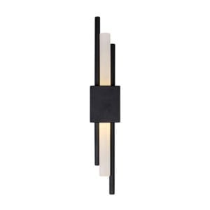 Moderne zwarte wandlamp Mylas met wit en zwart element.