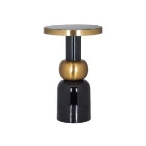 Table d'appoint moderne avec une finition noire et « gold » pour la décoration d'intérieur.