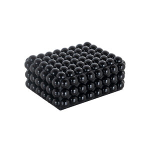 Batool 's black storage box with a spherical texture for stylish organization.