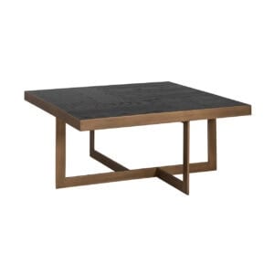 Moderne salontafel Cambon met donker tafelblad en houten frame.