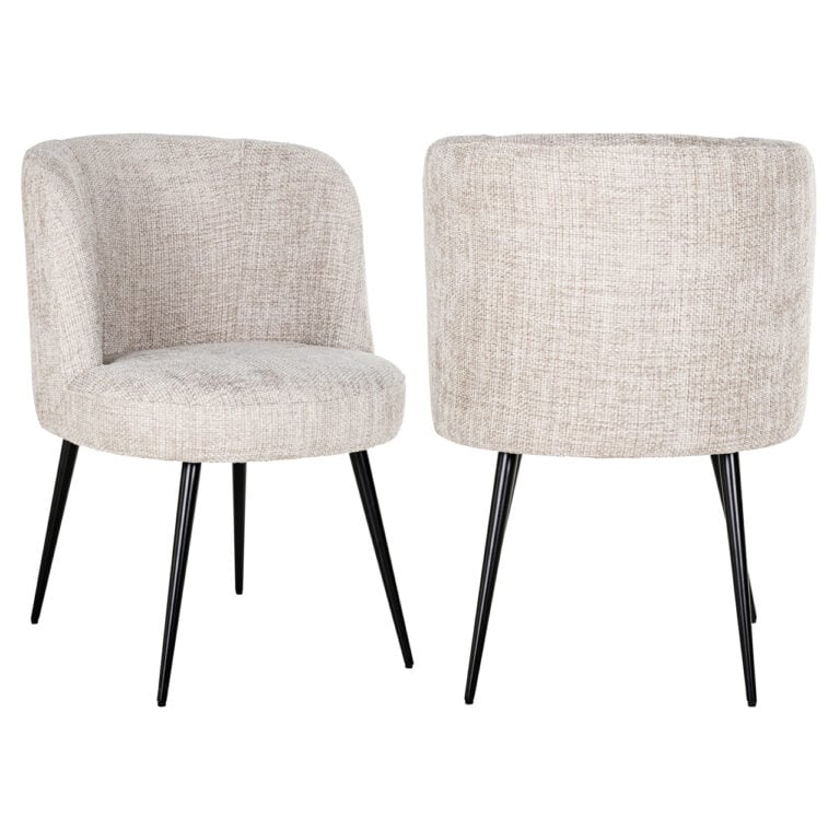 Morton dining chair Morton natural fabric with black legs.