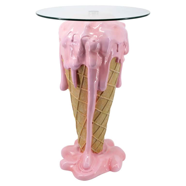 Beistelltisch im Eis-Design mit Glasplatte.