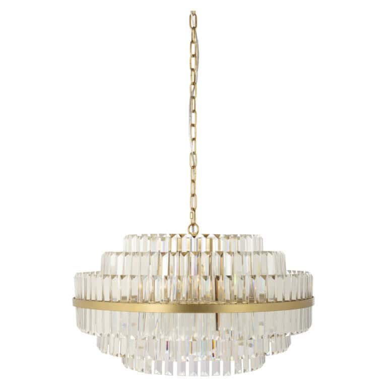 Luxe hanglamp Desire in brushed goud met kristallen details.