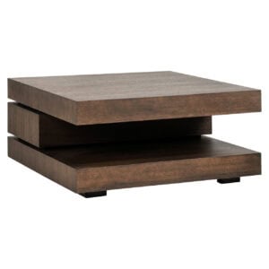 Table de salon  e en bois riche «Oakura » de couleur marron, 90 x 90 cm, design moderne.