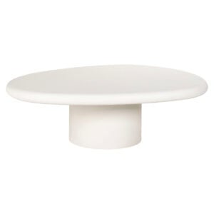 Table de salon Bloomstone blanche,Bloomstone forme ronde etBloomstone d'un piètement cylindrique.