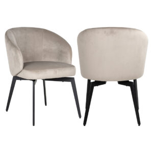 Chaise de salle à manger Amphara khaki avec des pieds noirs.