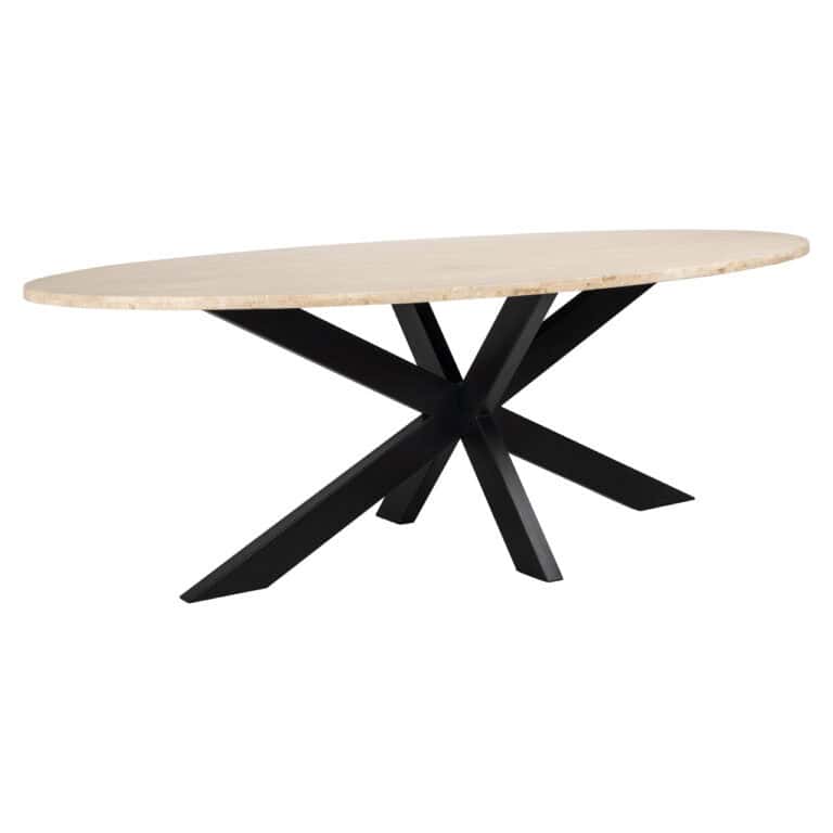 Eettafel Avalon bronze oval 230 met zwart onderstel voor moderne eetkamer.