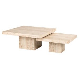 Modern beige La Cantera coffee table La Cantera two tabletops and a sturdy base.
