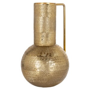 Goldene „ Leia “-Vase mit Struktur und Henkel, dekorativ und elegant.
