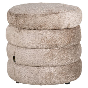 Natural beige ottoman and footstool with a soft texture.