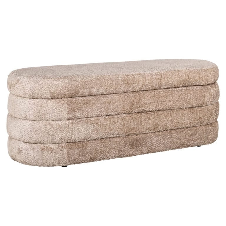 Poef Camille sheep naturel, zachte stoffen afwerking, modern design.
