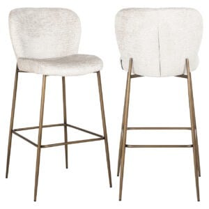 Tabouret de bar moderne Darby cream fusion des pieds dorés.