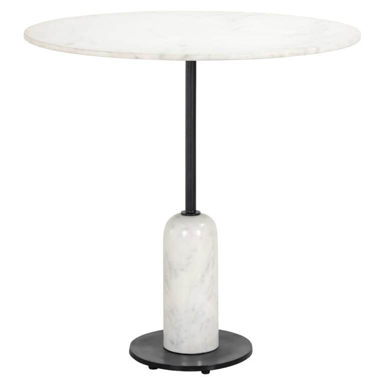 Moderne eettafel Jagger met marmeren basis en zwart metalen poot.