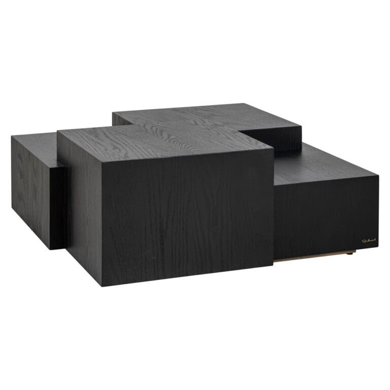 Moderne zwarte salontafel Lennox met geometrisch ontwerp.