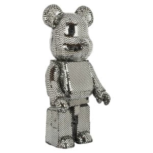Decorative bear figurine made of " Silver " with a glossy finish.