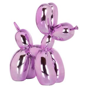Rosa Metallic-Hundestatuette, dekoratives Kunstobjekt für die Inneneinrichtung.