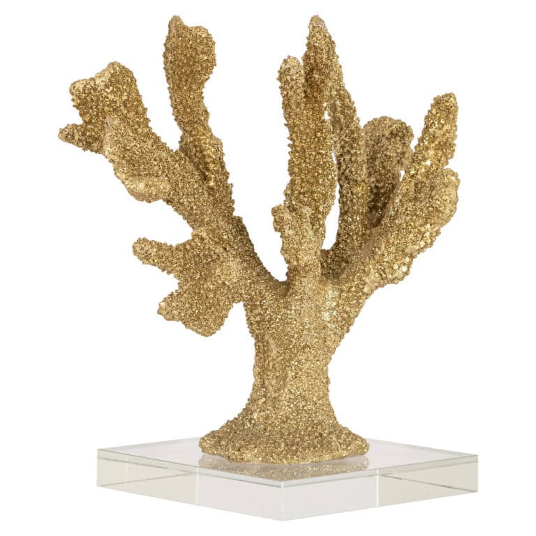 Gouden decoratief koraalbeeld voor interieurdecoratie.