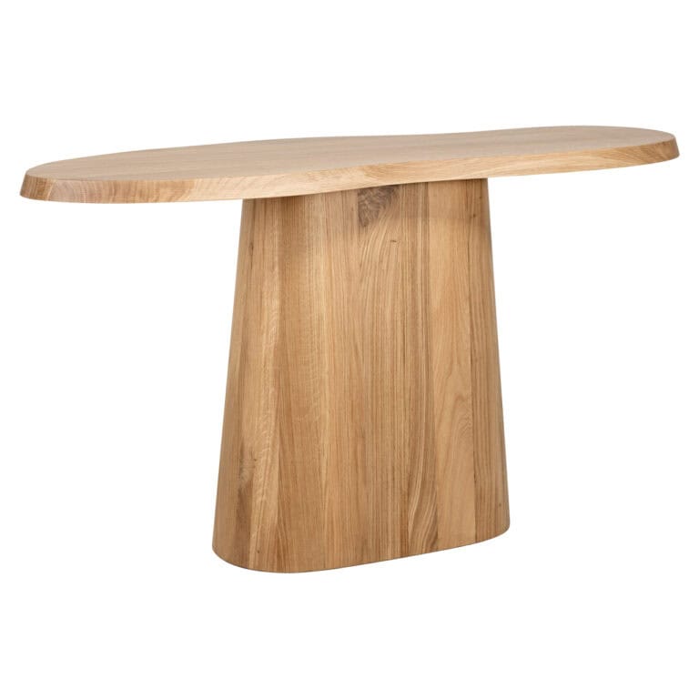 Couchtisch aus Eichenholz mit naturbelassener Oberfläche für eine moderne Einrichtung.