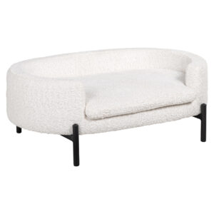 Wit hondenbed Dolly sheep met zwart onderstel voor huisdieren.