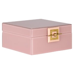 Roze Bodine opbergdoos met goudkleurige sluiting.