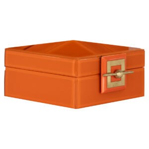 Kleine oranje Bodine opbergdoos met decoratief slot.
