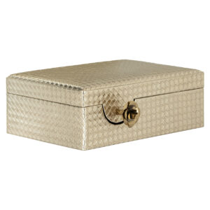 Boîte de rangement dorée Trace serrure décorative, pour un rangement élégant.