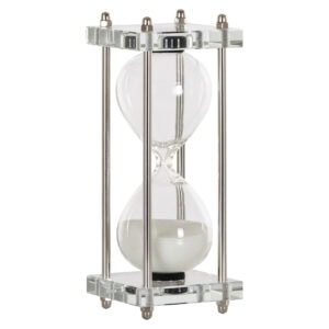 Small hourglass model Gigi as a decorative item in white and Silver.