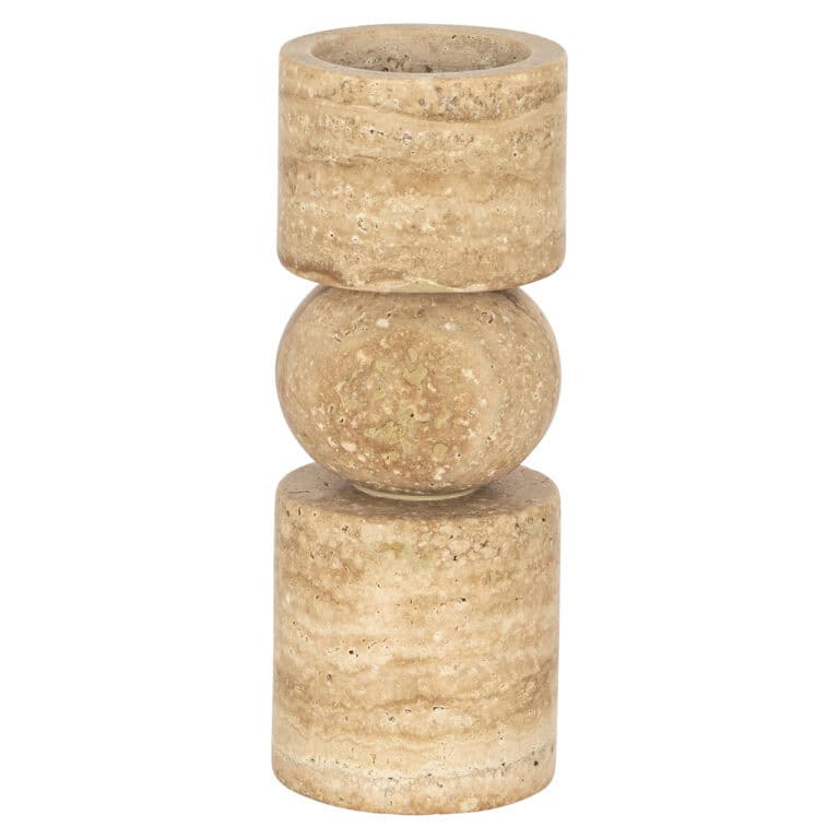 Natuurlijke stenen kandelaar met drie delen, modern en elegant design.