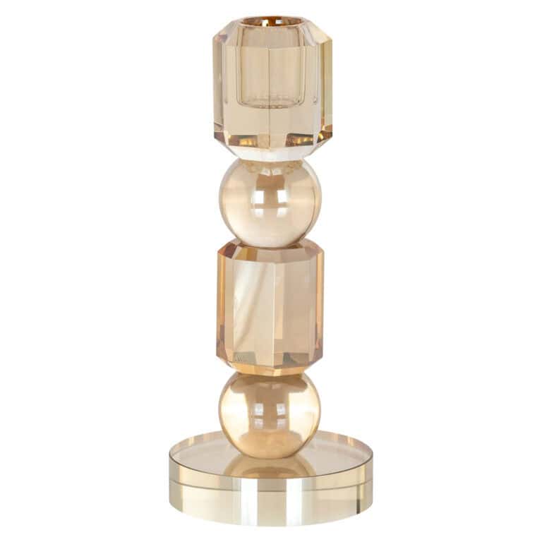 Bougeoir Meral petit, marron, design en verre, objet décoratif.