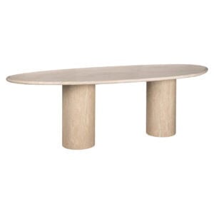 Eettafel Alexander Jones beige met ronde vorm en dubbele poots.