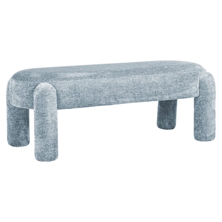 Lichtblauwe bank Holly van chenille stof voor modern interieur.
