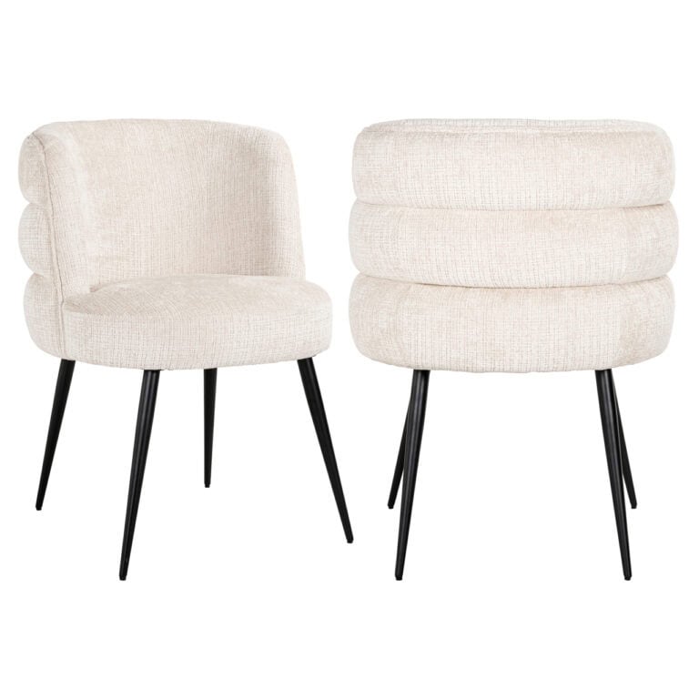 Eetkamerstoel Stella Niagara beige met zwarte poten, modern design.