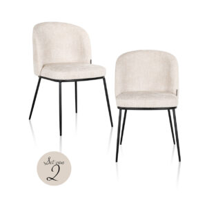 Set van 2 Elvi Niagara beige eetkamerstoelen met zwarte poten.