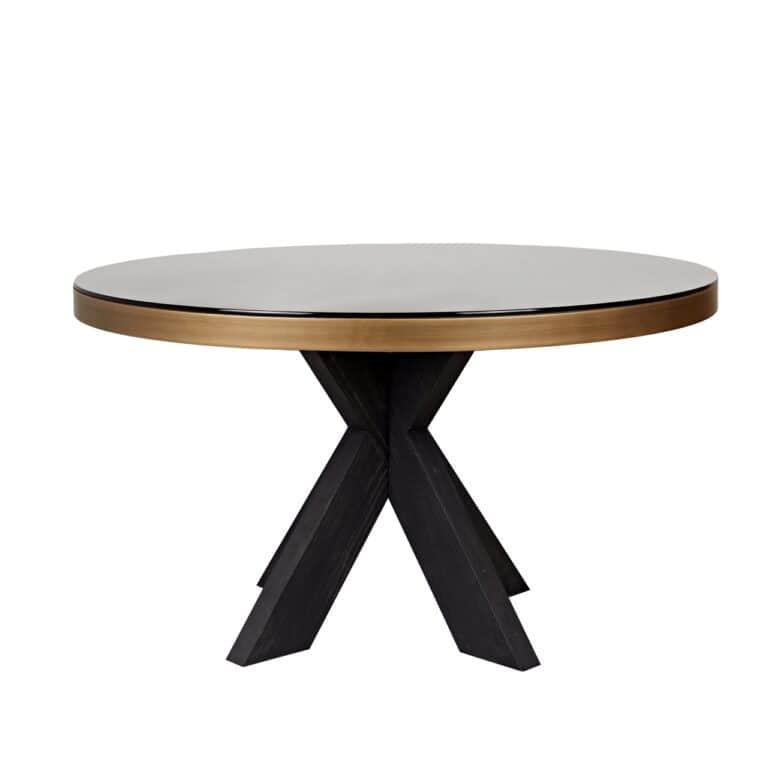 Modern dining table with brass  shagreen , 140Ø.