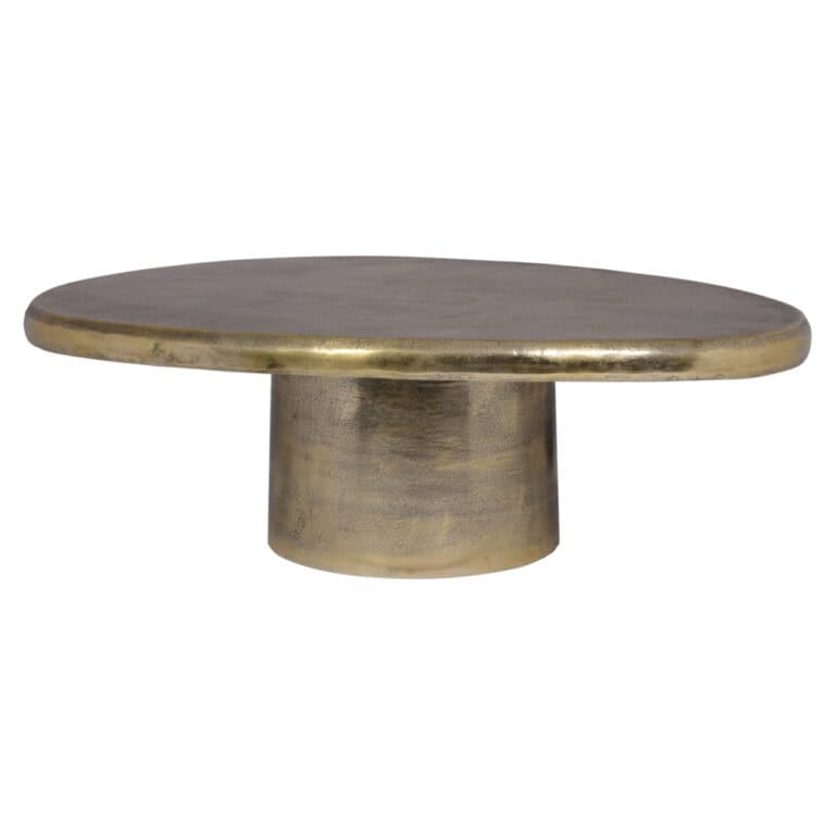 Brass ein runder Couchtisch aus Beton mit modernem Design.