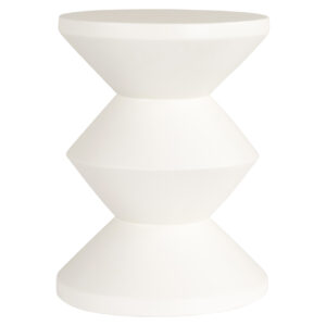 Weißer Beistelltisch „ Bloomstone “ mit geometrischem Design für eine moderne Einrichtung.