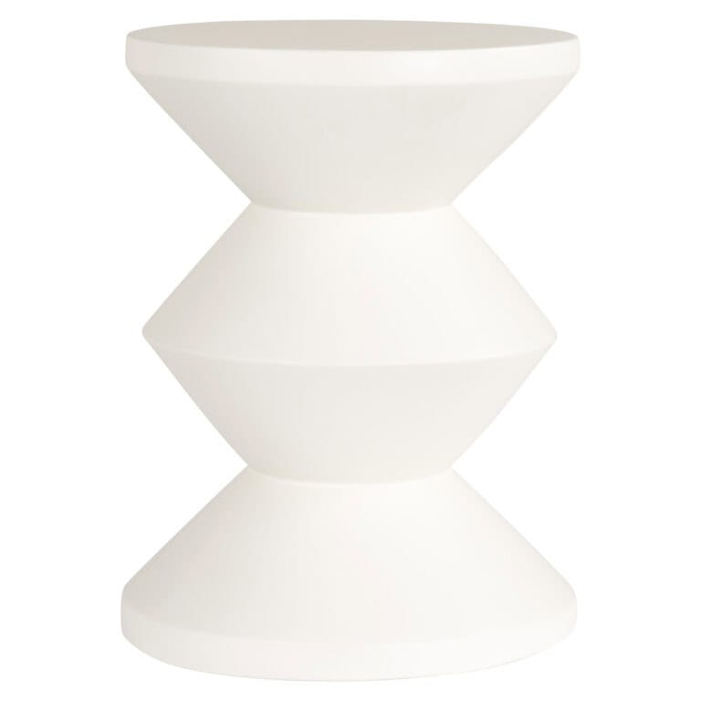 Weißer Beistelltisch „ Bloomstone “ mit geometrischem Design für eine moderne Einrichtung.