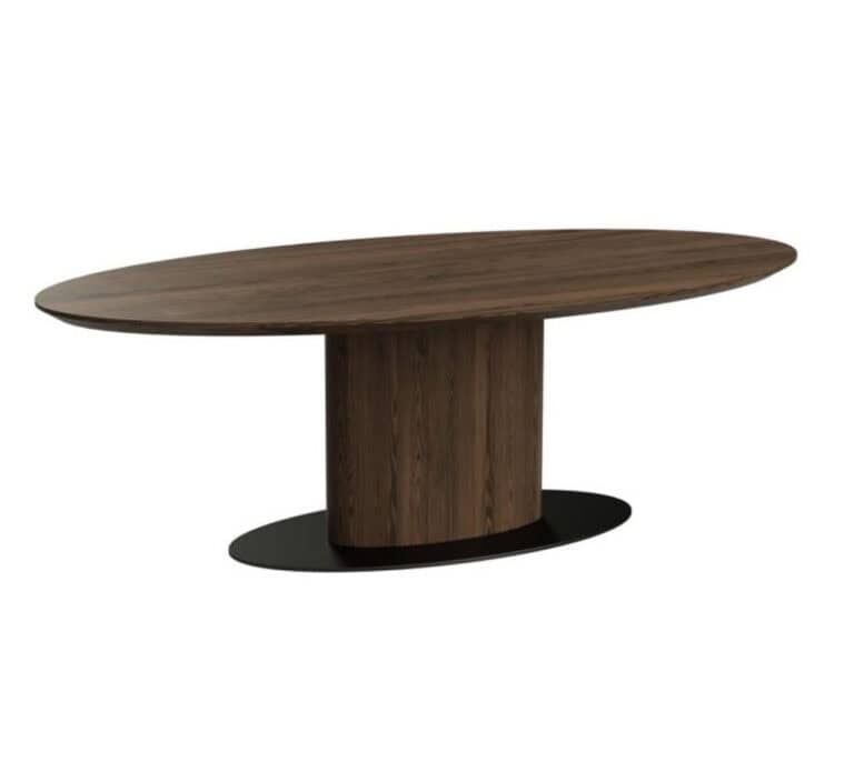 Eettafel Gordon in bruin hout, modern design, 240 cm lang.
