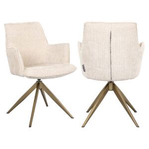 Eetkamerstoel Dakota Niagara beige met draaifunctie en armleuning.