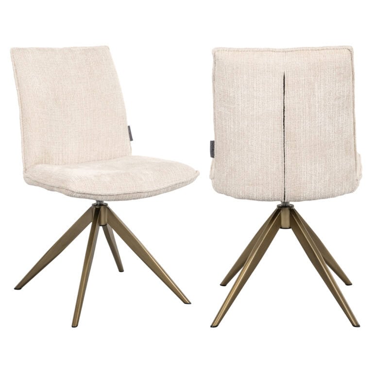 Eetkamerstoel Dakota Niagara beige met draaibaar ontwerp en moderne uitstraling.