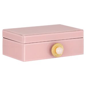 Roze opbergdoos Jamila met gouden knop voor stijlvolle opbergruimte.