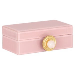 Roze opbergdoos Jamila met gouden knop voor decoratie en organisatie.