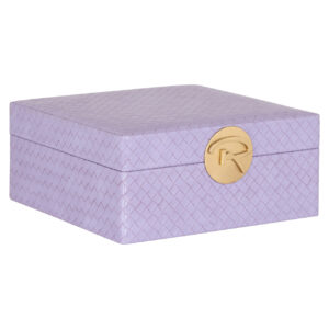 Large purple storage box with a gold clasp for stylish storage.
