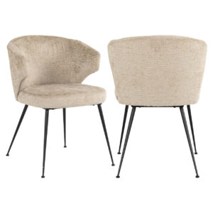 Modern " Xandra " dining chair in "Desert Fusion" color with black metal legs.