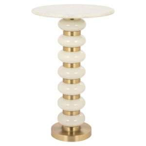 Elegante witte bijzettafel met gouden details voor modern interieur.